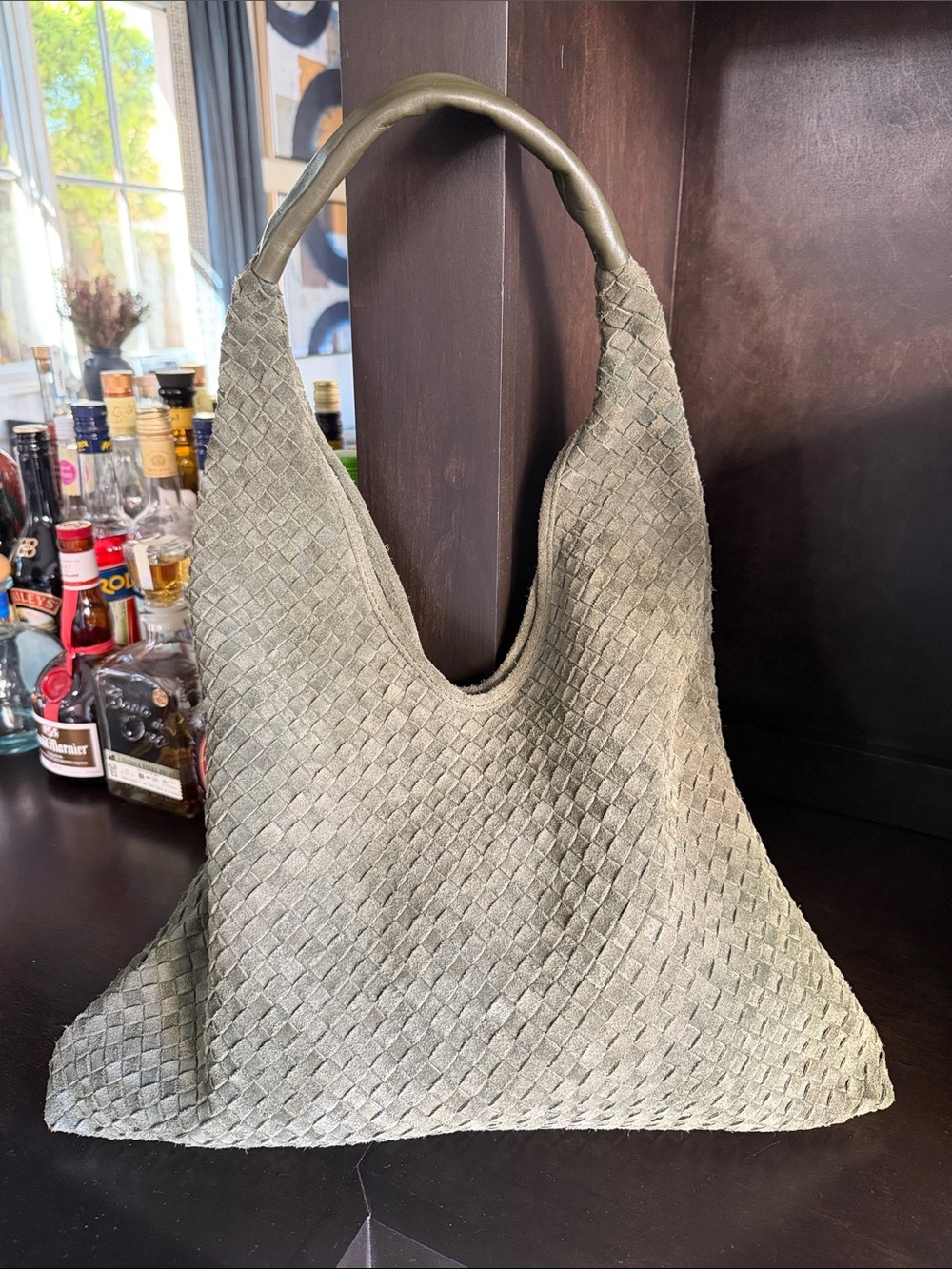 Genuine Woven Suede Bag